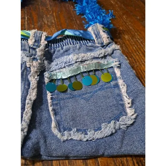 Vintage Handmade Booty Bag Upcycle Denim Jean Shorts Pants Handbag Purse Zana di - Picture 6 of 9